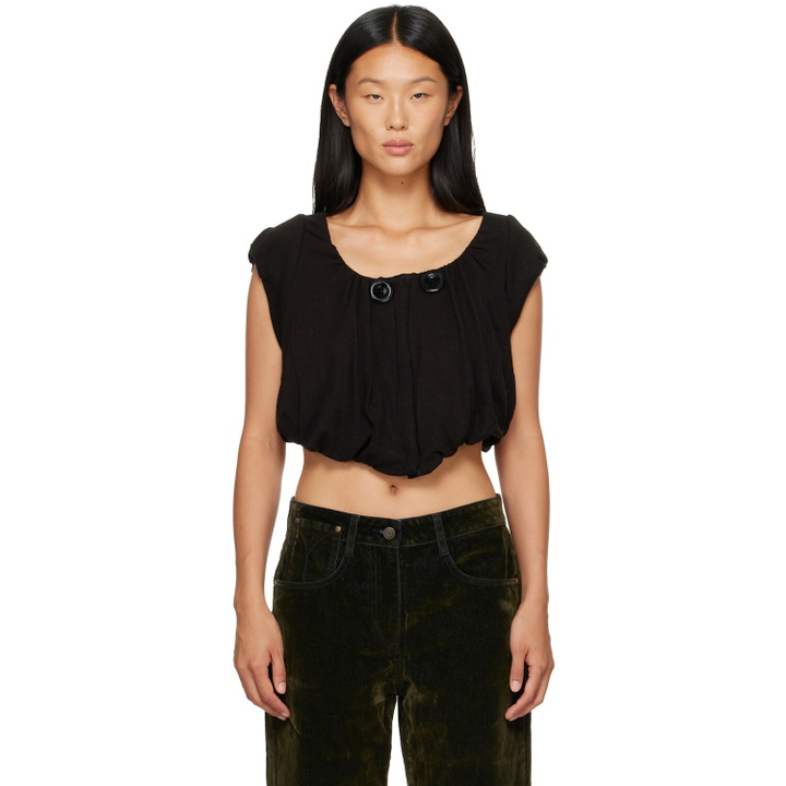 Photo: OPEN YY Black Shirred Jersey Vest