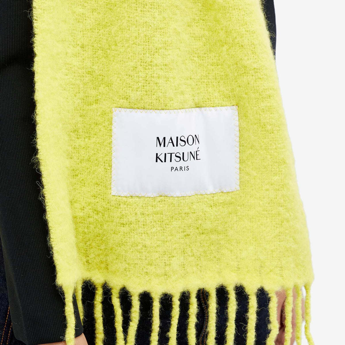 Maison Kitsuné Women's Baby Alpaca Plain Scarf in Lemon