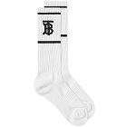 Burberry Men's TB Monogram Sports Sock in White