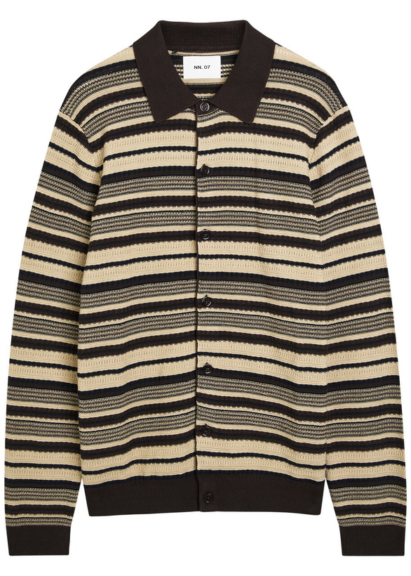 Photo: NN07 Nolan Striped Cotton Polo Shirt Multicoloured 1
