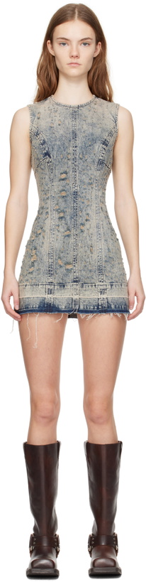 Photo: GUESS USA Blue Distressed Denim Minidress