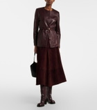 Nour Hammour Opera leather midi skirt