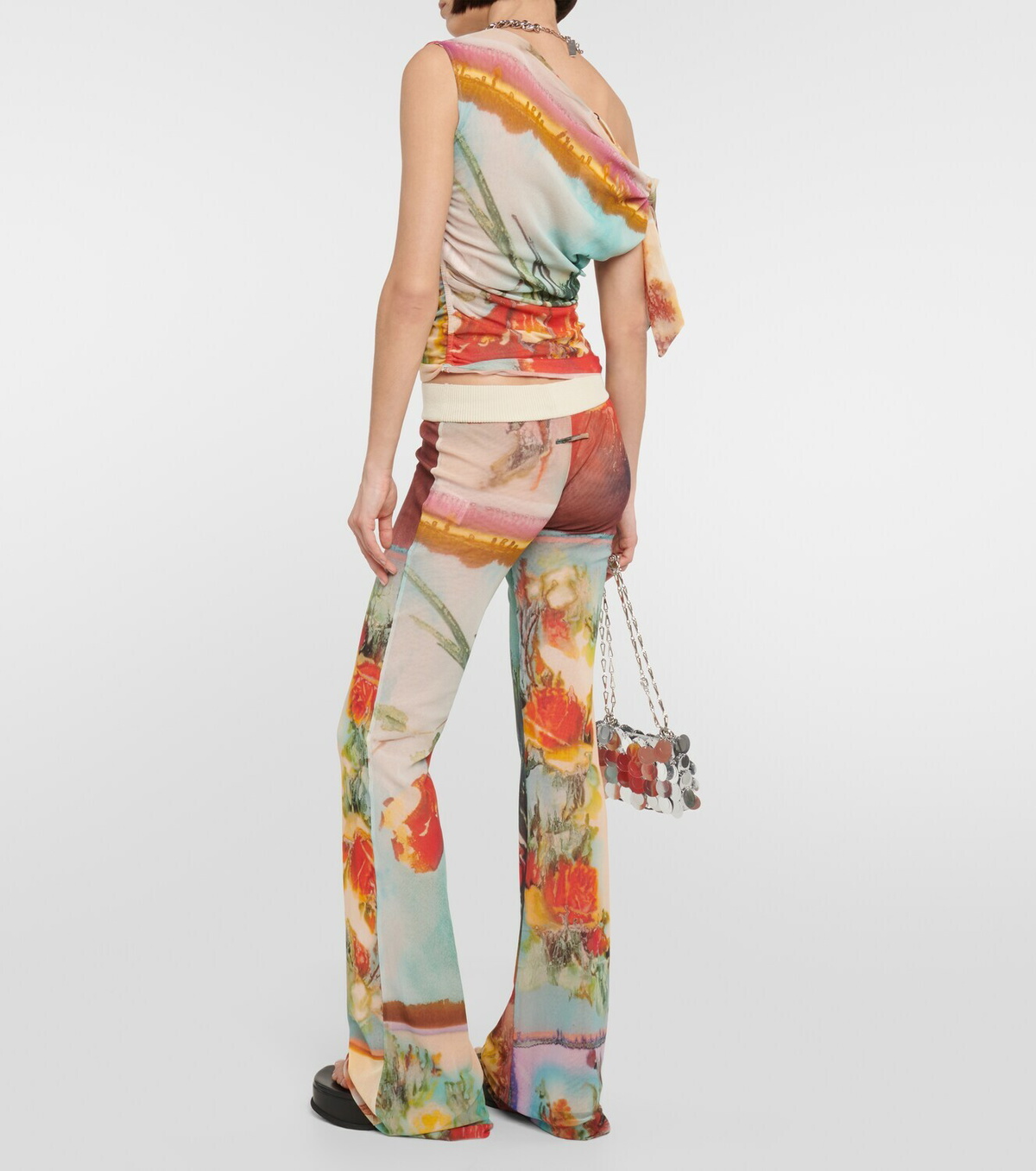Jean Paul Gaultier Floral tulle flared pants Jean Paul Gaultier