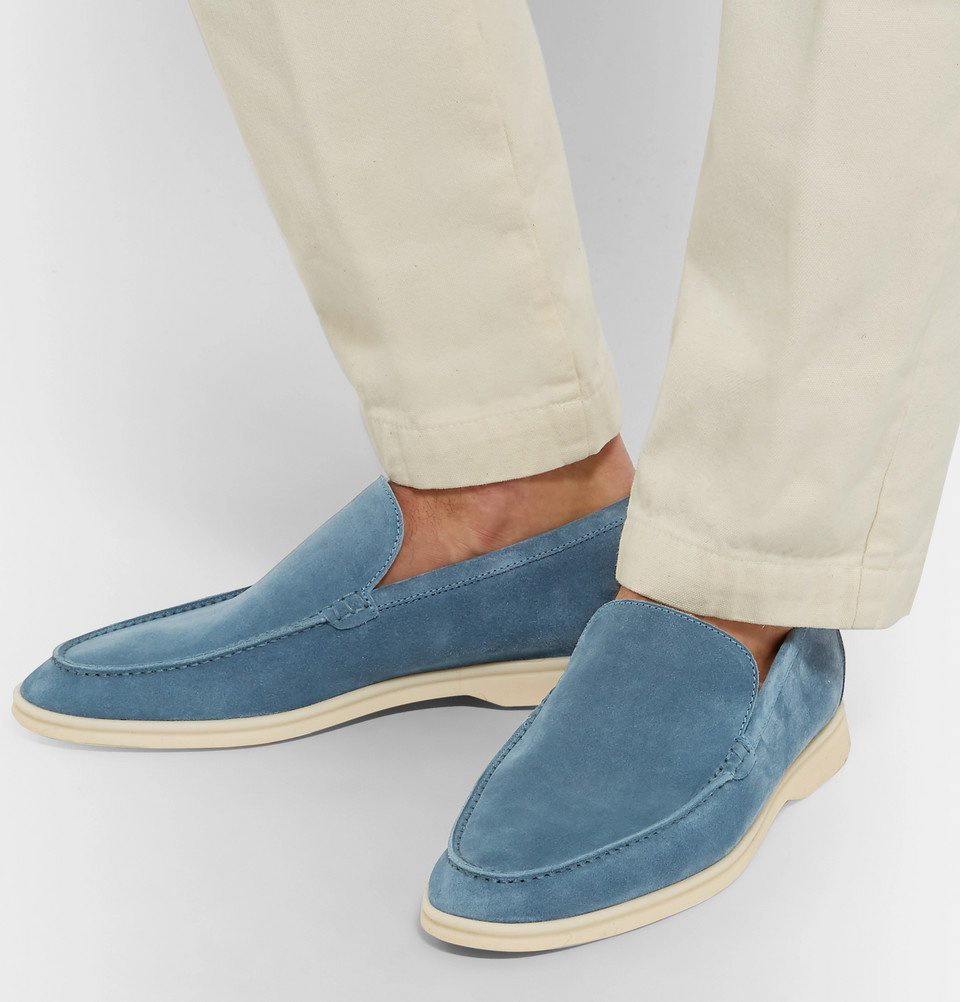 Loro Piana Men's Summer Walk Linen Loafers, Blue Still Water, Men's, 12D, Loafers & Slip-Ons