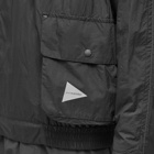 And Wander Men's Water Repellant Light Popover Jacket in Black