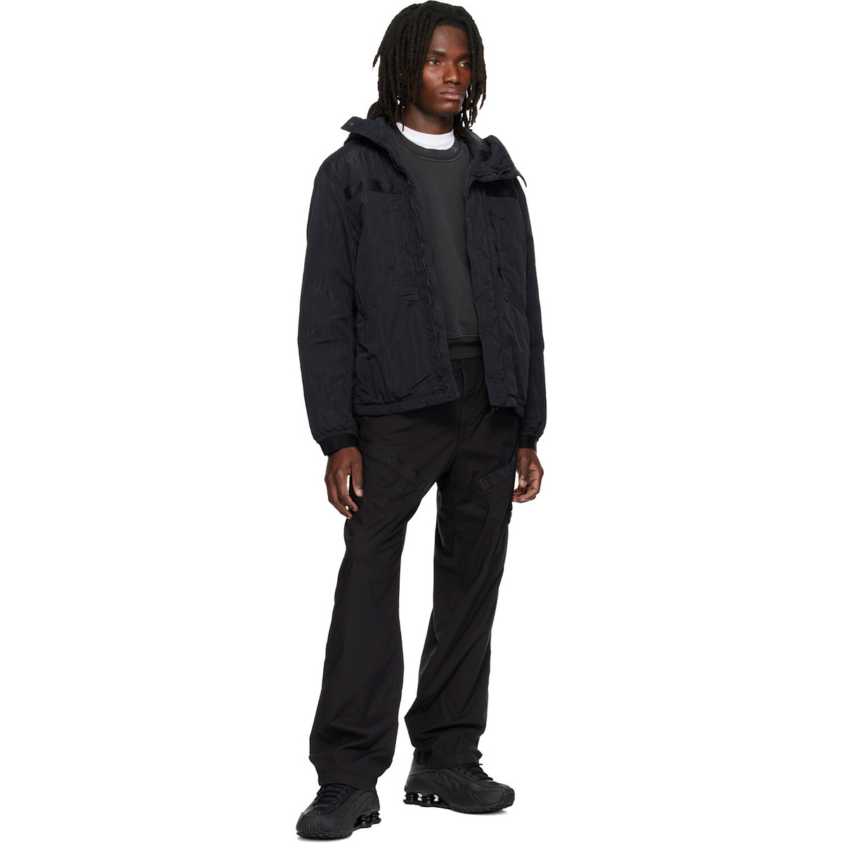 Stone Island Black Q100007 Warp Rib Nylon-TC Jacket