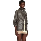 Nour Hammour Taupe Anorak Leather Jacket