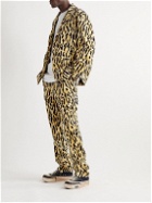 Wacko Maria - Tapered Pleated Leopard-Print Cotton-Corduroy Suit Trousers - Animal print