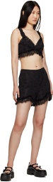 Anna Sui Black Floral Shorts