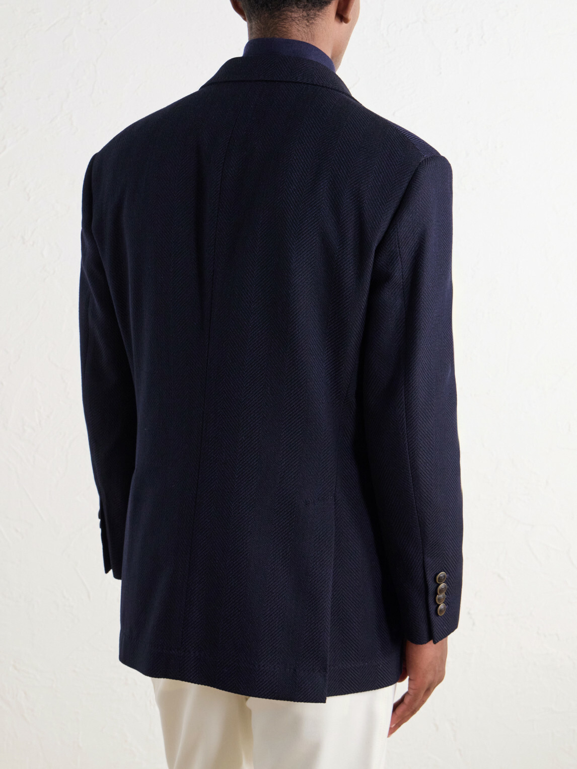 Brunello Cucinelli - Herringbone Wool and Cotton-Blend Twill Jacket with Detachable Shell Liner - Blue
