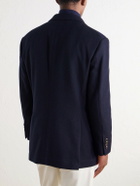 Brunello Cucinelli - Herringbone Wool and Cotton-Blend Twill Jacket with Detachable Shell Liner - Blue