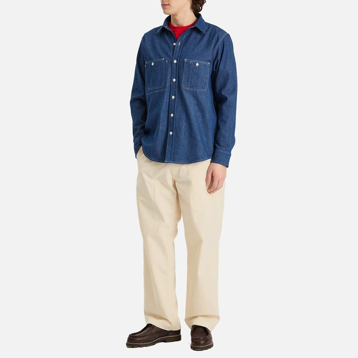 Randy's Garments Men's 3 Pocket Work Shirt in Double Washed Denim