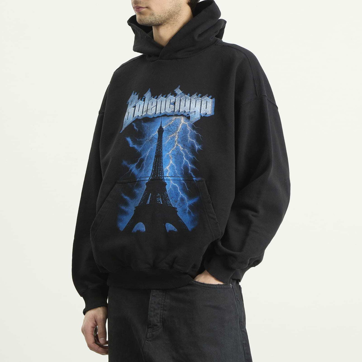 Balenciaga Men's Metal Merch Paris Hoodie in Black