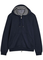 Brunello Cucinelli Hooded Cotton-blend Sweatshirt Navy