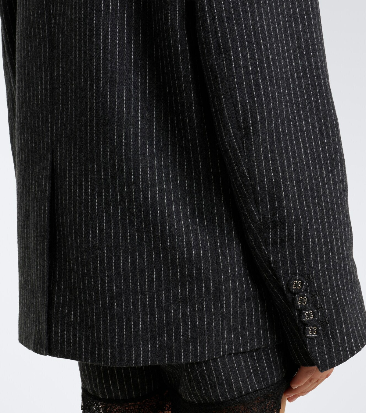 Ganni Pinstripe flannel blazer