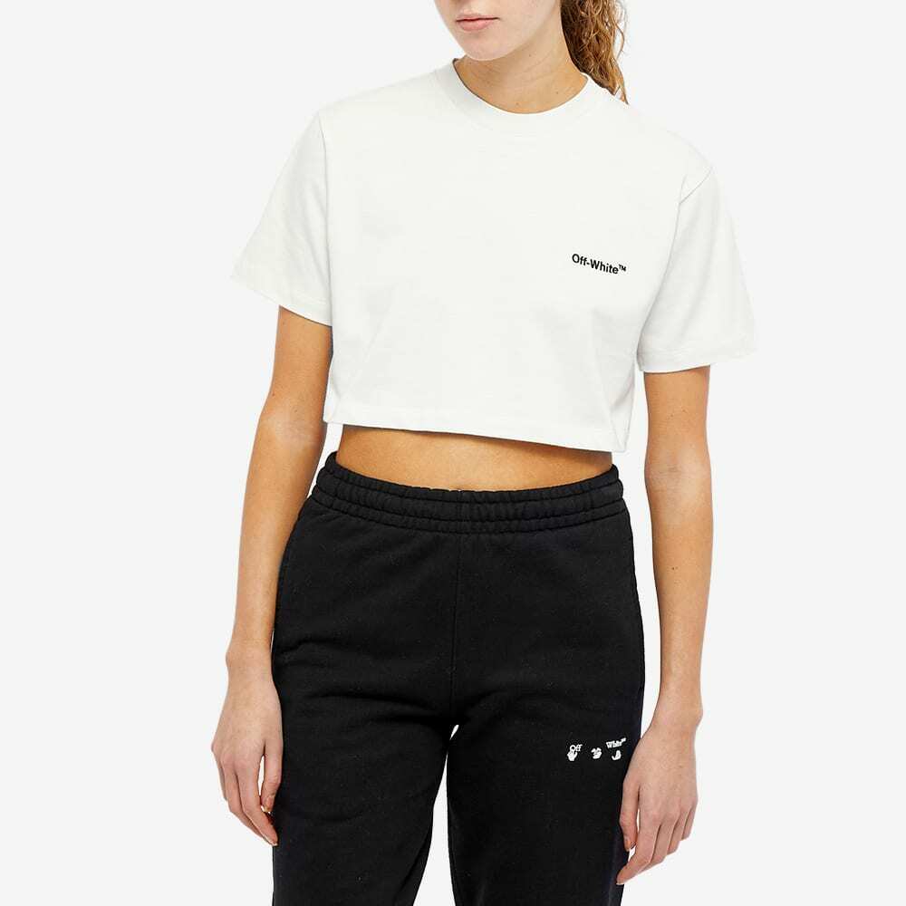 Off-White Women's Helvetica Logo Crop T-Shirt in White Off-White