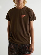 Pasadena Leisure Club - Puff Logo-Print Cotton-Blend Jersey T-Shirt - Brown