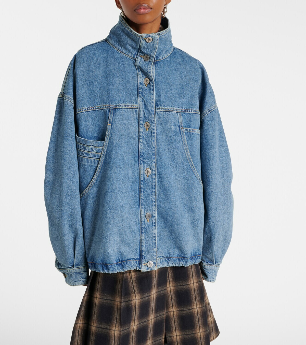 The Attico Oversized denim bomber jacket