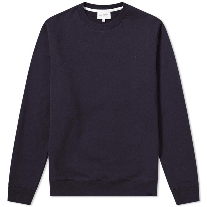 Photo: Norse Projects Vagn Classic Patch Logo Crew Sweat Blue
