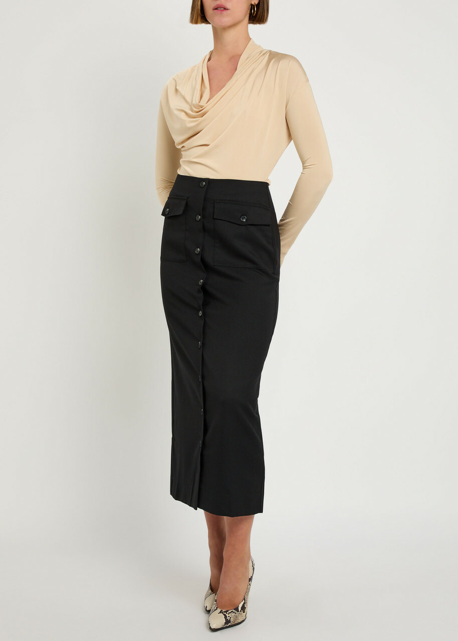 Reformation Britt Twill Midi Skirt Brown
