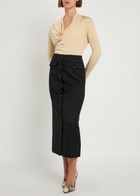 Reformation Britt Twill Midi Skirt Brown