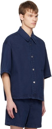 Solid Homme Navy Cropped Denim Shirt