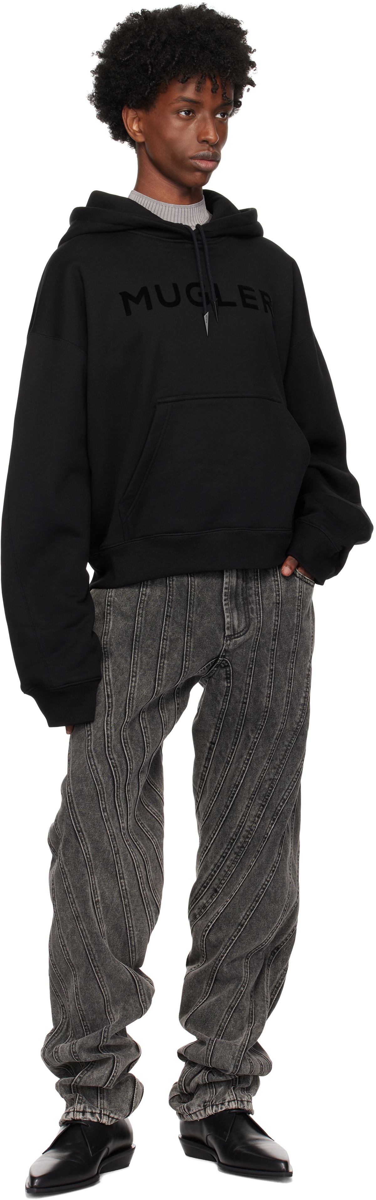Mugler Black 'Mugler' Logo Hoodie Mugler