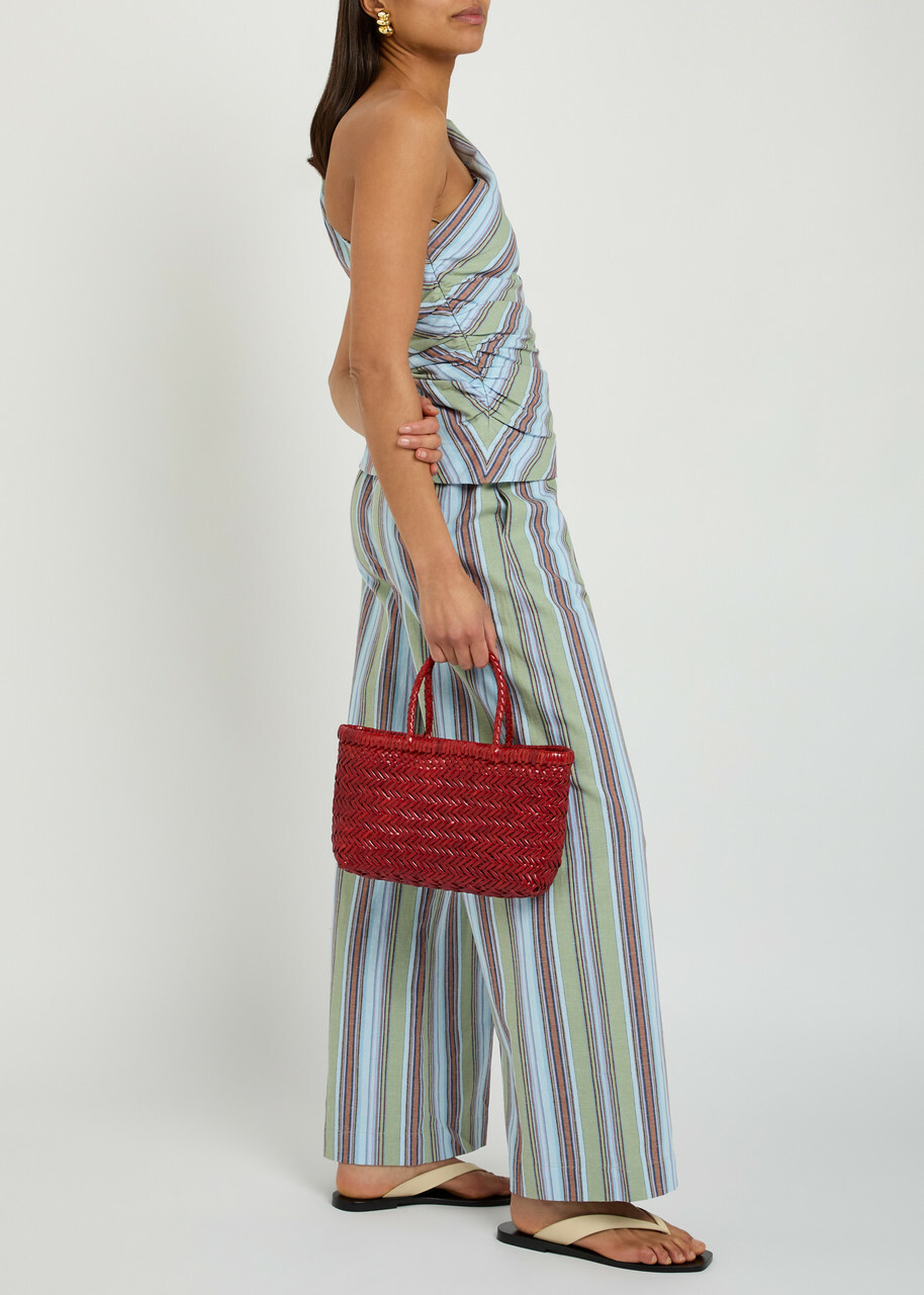 Faithfull The Brand Aurora Striped One-shoulder Cotton and Linen-blend top Blue