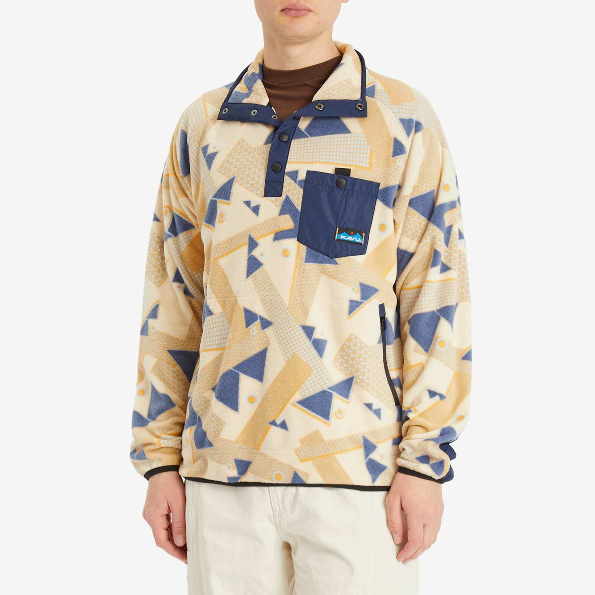 KAVU Men's Teannaway Fleece Top in Patchwork Mountain