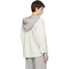 Les Tien White & Gray Heavyweight Inside Out Raw Cropped Hoodie