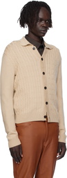 Ernest W. Baker Beige Cable-Knit Polo Cardigan