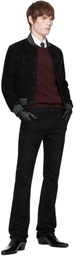 Ernest W. Baker Black Suede Varsity Jacket