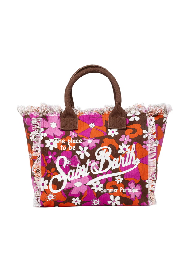 Photo: MC2 Saint Barth Cotton Canvas Tote Bag With Retro Flower Print