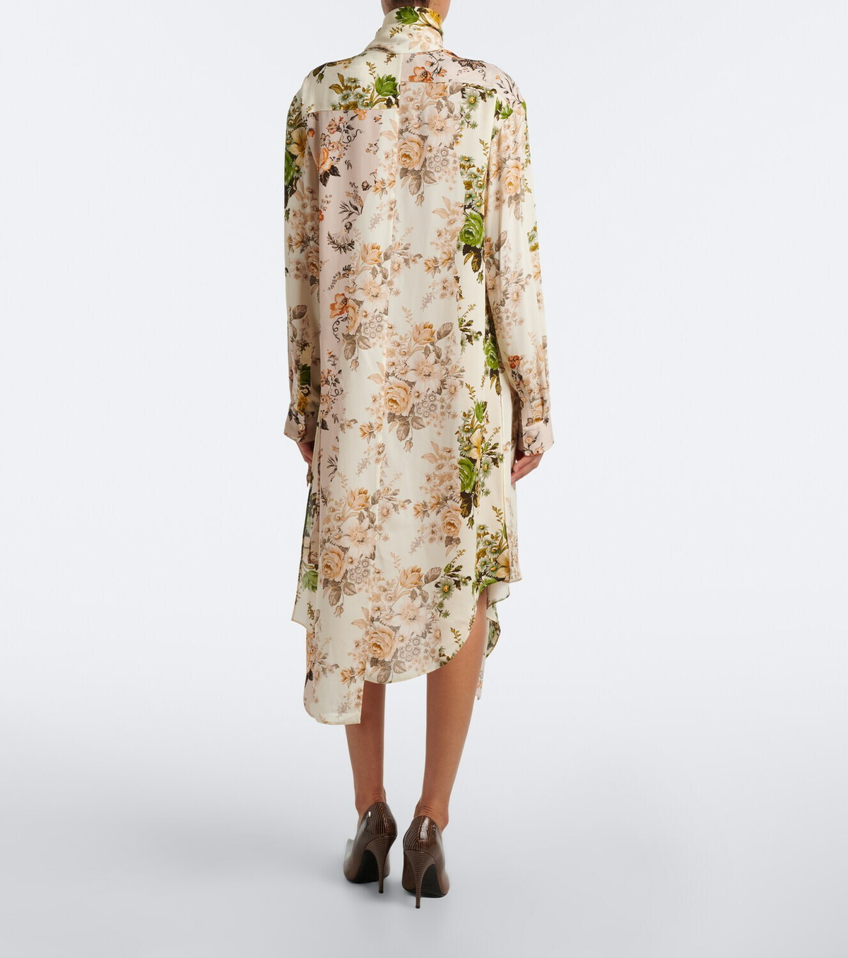 Acne Studios Tie-neck floral silk georgette midi dress