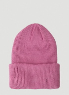 Logo Patch Beanie Hat in Pink