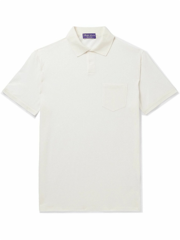 Photo: Ralph Lauren Purple label - Cotton-Blend Piqué Polo Shirt - White