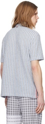 Thom Browne Blue & Gray Striped Shirt