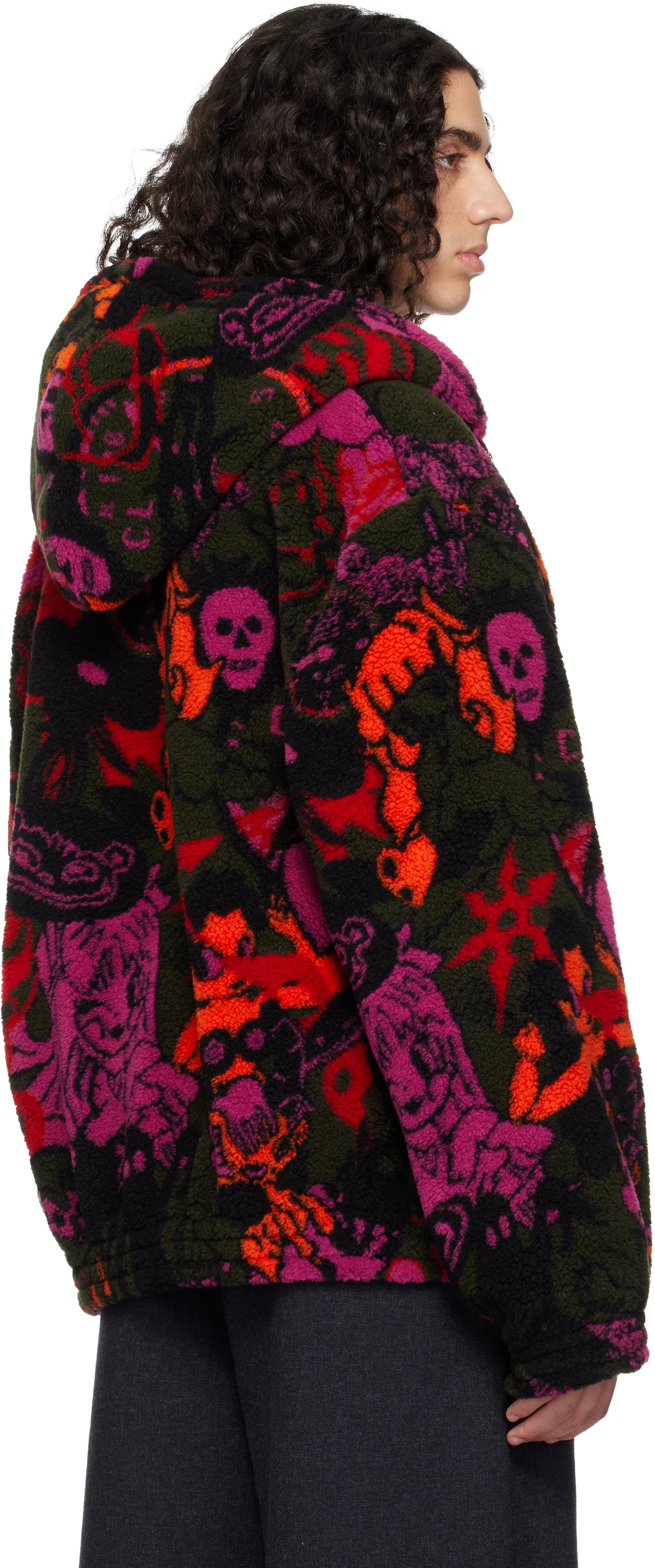 Chopova Lowena Black Engine Party Oversized Hooded Fleece Jacket