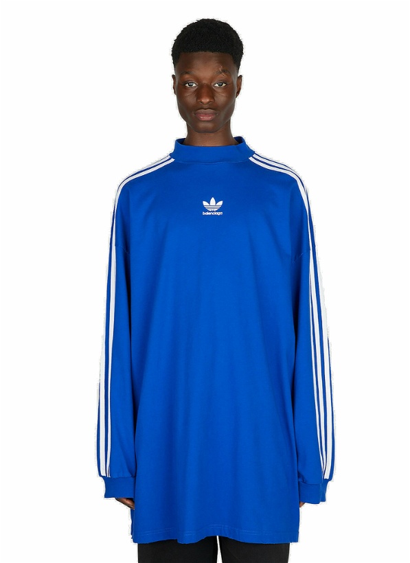 Photo: adidas x Balenciaga - Logo Print Long Sleeve T-Shirt in Blue