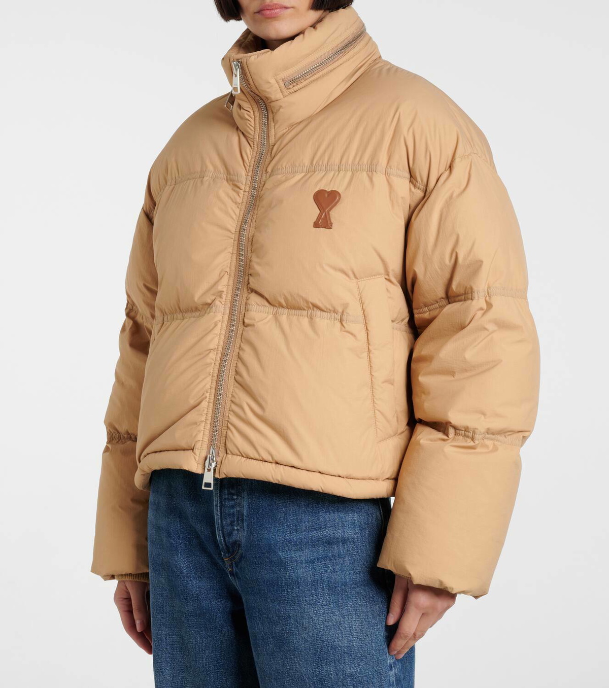 Ami Paris Ami De Cœur technical canvas down jacket