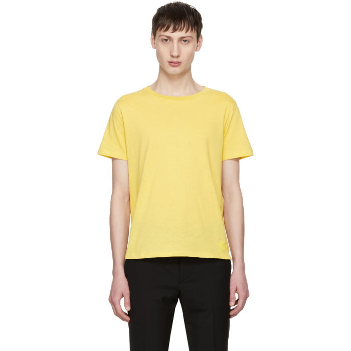 Photo: Saint Laurent Yellow Fitted SL T-Shirt