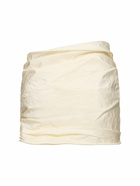 MAGDA BUTRYM Draped Silk Mini Skirt with Rose