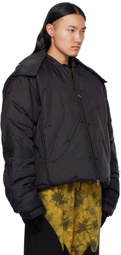 KUSIKOHC Black Flower Puffer Bomber Jacket