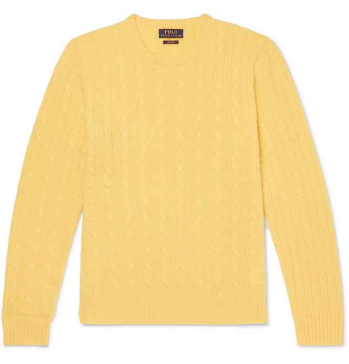Photo: Polo Ralph Lauren - Slim-Fit Cable-Knit Cashmere Sweater - Men - Yellow