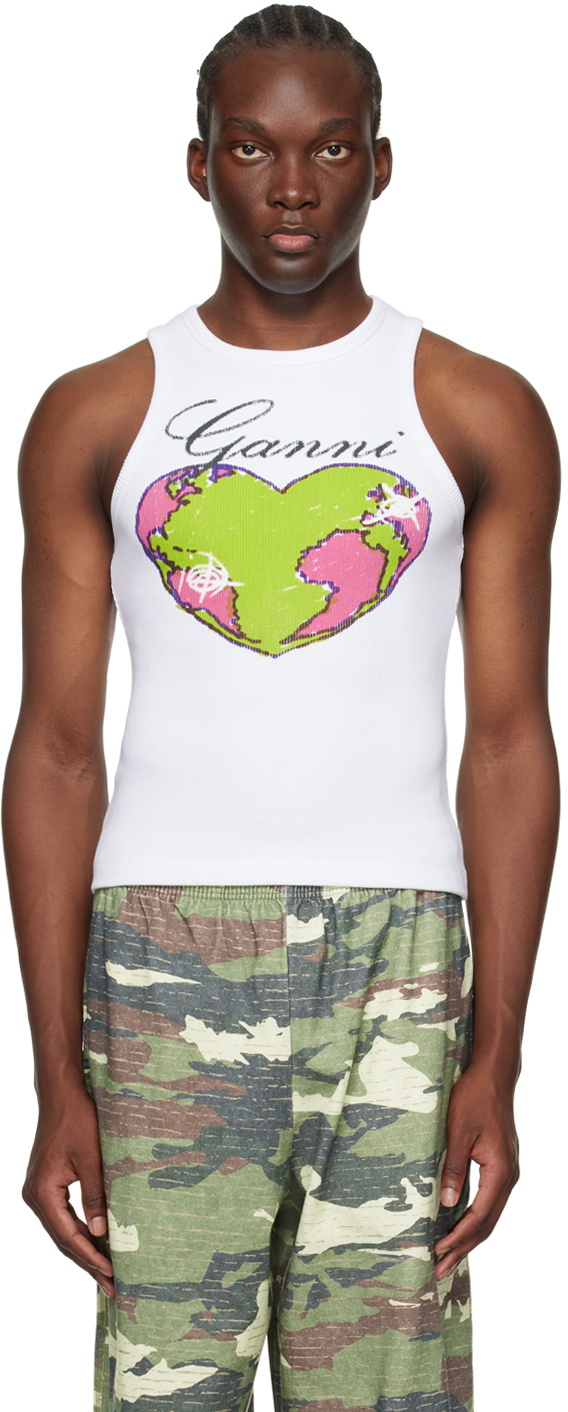 Ganni ハートタンクトップ サイズ M GANNI White Heart Tank Top GANNI