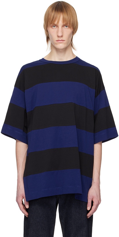 Photo: Dries Van Noten Black & Blue Striped T-Shirt