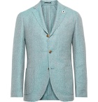 Lardini - Light-Blue Unstructured Herringbone Wool, Linen and Silk-Blend Blazer - Blue
