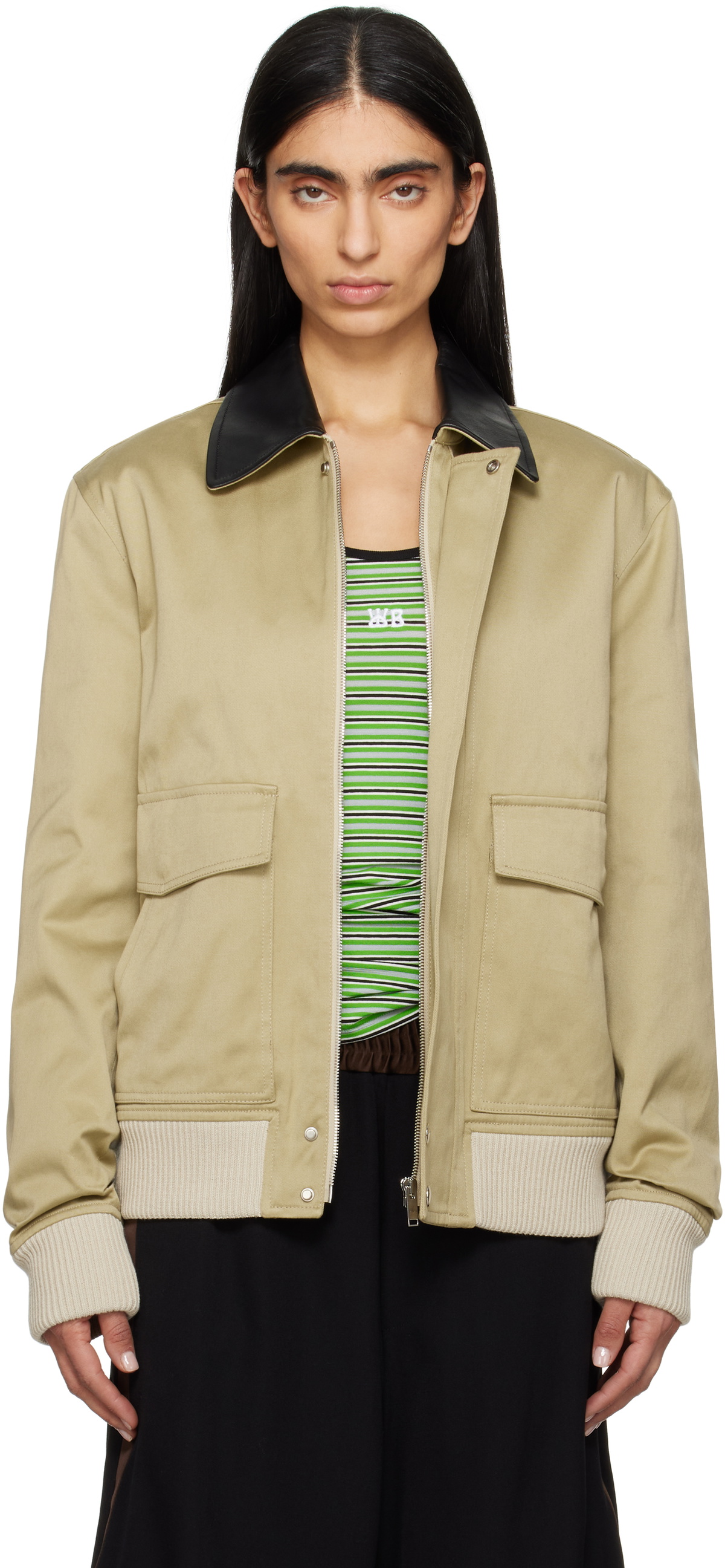 Wales Bonner Khaki Shade Varsity Jacket Wales Bonner
