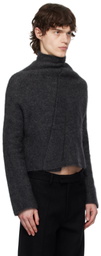 AARON ESH Gray Knot Front Turtleneck