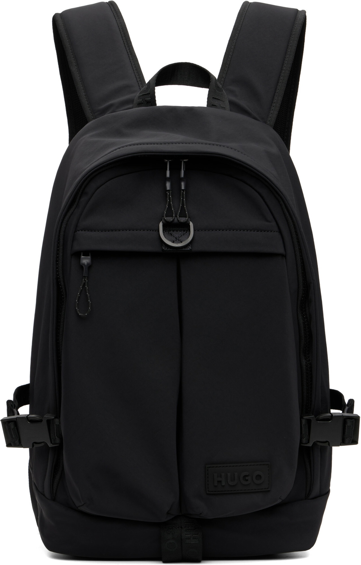 Hugo Black Logo Patch Backpack